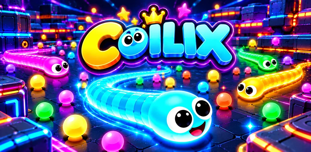 Colorful Coilix neon arcade game artwork